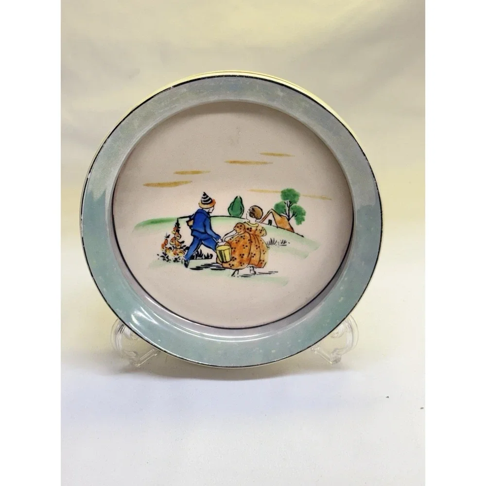 Antique Lusterware 1930's Jack & Jill Nursery Rhyme Cup & Bowl Set Japan